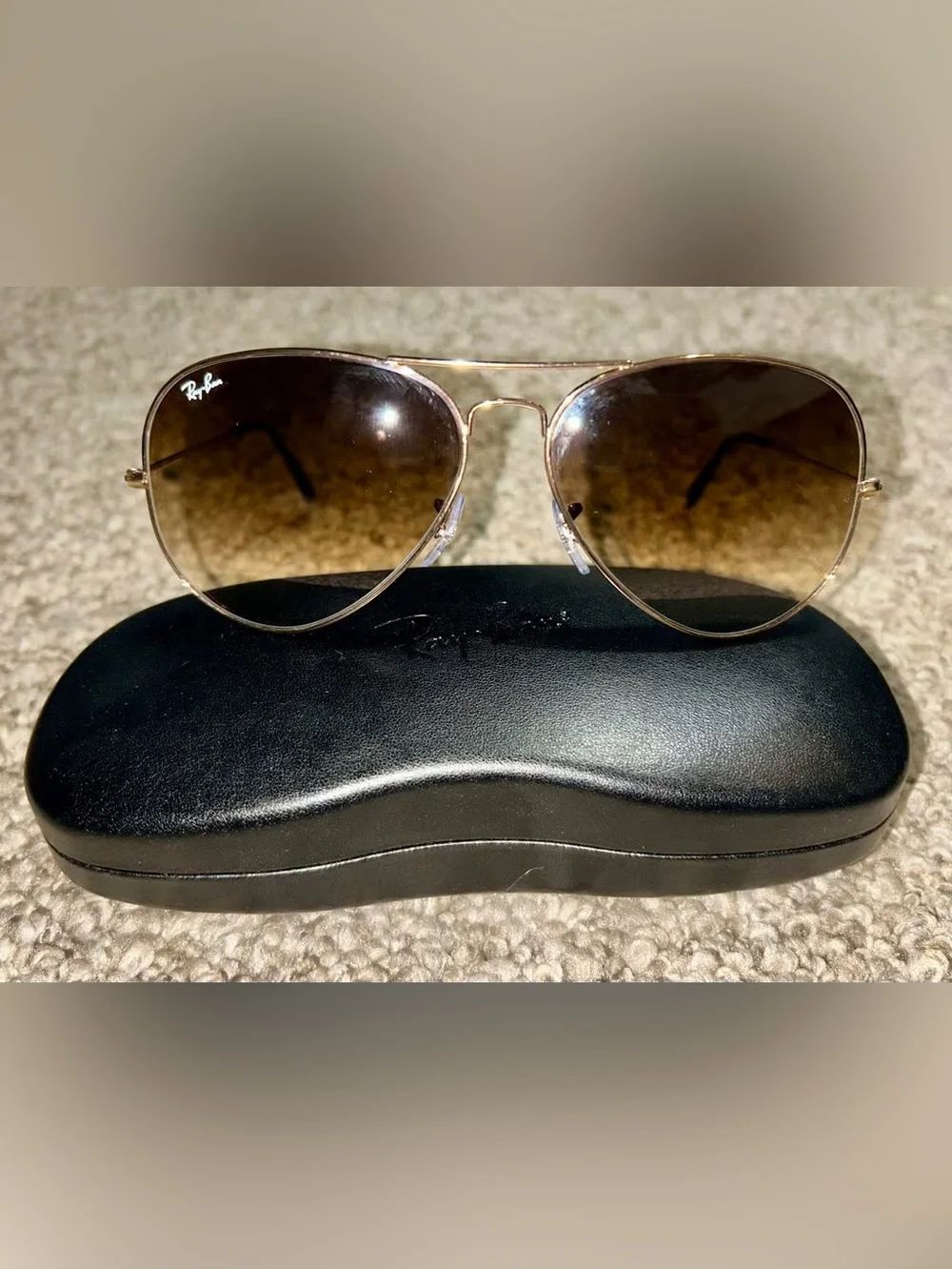 Authentic Ray-Ban Aviator Gradient Sunglasses Gold Frame Brown Gradient Lenses